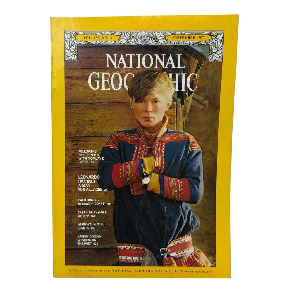 National Geographic September 1977, Norway's‎ Lapps, Leonardo Da Vinchi, Redwood